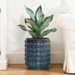 LuxenHome 14" Tall Ceramic Planter Pot for Indoor Outdoor Plants with Geometric ... - Image 2