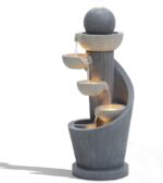 LuxenHome Outdoor Water Fountain, 29 Inch Resin Cascading Water Fountains Indoor... - Image 2