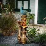 LuxenHome Outdoor Water Fountain, 44 Inch Resin Peacock Water Fountain Outdoor w... - Image 2
