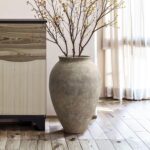 LuxenHome Rustic Ceramic Floor Vase, 17.7" Tall Terracotta Pot with Earthy Gray-... - Image 2