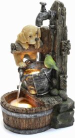 LuxenHome Water Fountain Outdoor, 25" Whimsical Puppy Dog Resin Outdoor Water Fo... - Image 2