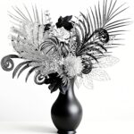 Luxurious Black Silver Artificial Flowers，17-Inch Modern Gothic Bouquet，Dark Aca... - Image 2