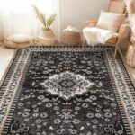 Luxury 5' x 7' Black Living Room Rug, Washable Non Slip Area Rugs, Boho Low Pile... - Image 2