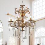 Luxury Antique Bronze Crystal Chandeliers with Candle Pendant Ceiling Light Fixt... - Image 2