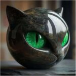Luxury Black Cat Sculpture, Hand-Carved Crystal & Healing Stone Art Piece, Elega... - Image 2