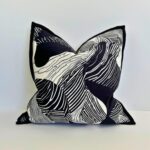 Luxury Black and White Velvet Throw Pillow Cover – 18x18 Inch, Soft Abstract Dec... - Image 2