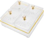 Luxury Divided Snack Dish Set with Lid 4-Compartment Serving Plate for Fruits an... - Image 2