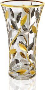 Luxury Italian Glass Vase, 8.5-inch, Silver & Gold, Modern Flower Vase for Cente... - Image 2