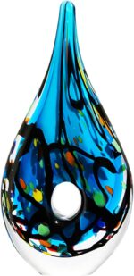 Luxury Lane Hand Blown Abstract Hollow Blue Tear Drop Sommerso Art Glass Sculptu... - Image 2