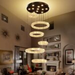 Luxury Large 6 Ring Chandelier Modern Black Dimmable LED Crystal Chandelier for ... - Image 2