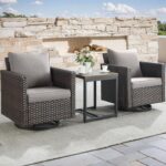 Luxury Outdoor Patio Swivel Rocker Chairs - 3 Piece Wicker Patio Furniture Bistr... - Image 2