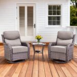 Luxury Outdoor Swivel Rocker Patio Chairs Set of 3, High Back Swivel Patio Chair... - Image 2