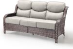Luxury Patio Sofa 3-Seat Wicker Couch with 6" Thick Cushion - Outdoor Furniture ... - Image 2
