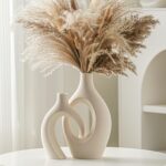 Lvases Snuggle Hollow Ceramic Vase Set of 2, Boho ins Style Round Nordic Mid Cen... - Image 2