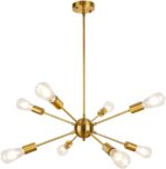 LynPon Gold Sputnik Light Fixture, 8 Lights Plating Golden Chandelier, Modern Di... - Image 2