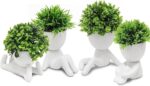 MAKHOT 4 Packs Creative Fake Plants Artificial Succulents Plants in Ceramic Huma... - Image 2