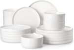 MALACASA 18 Pieces Porcelain Dinnerware Set, Modern White Dish Set for 6, Premiu... - Image 2