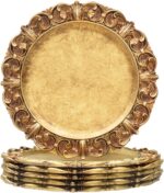 MAONAME 14" Antique Gold Charger Plates with Embossed Rims, Set of 6, Plastic Pl... - Image 2