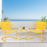 MELLCOM 3 Piece Patio Set, Small Patio Furniture Set - 2 C-Spring Metal Chairs w... - Image 2