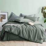 MILDLY 100% Cotton Duvet Cover Set King Size Grey Sage Satin Weave Silky Luxury ... - Image 2
