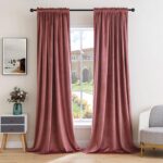 MIULEE Dusty Rose Velvet Curtains Rod Pocket 84 Inches Long 2 Panels, Mauve Dust... - Image 2