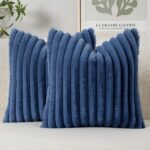 MIULEE Faux Fur Decorative Throw Pillow Covers 20x20 Inch Set of 2, Coastal Mode... - Image 2