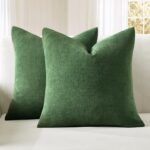 MIULEE Moss Green Couch Pillow Covers 18x18 Inch, Set of 2 Soft Chenille Decorat... - Image 2