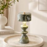 MIXL-Green Jade Marble Touch Lamp,Art Deco Table Light,Nordic Style Desk Lamp fo... - Image 2