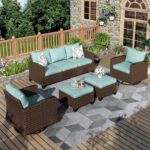 MIXPATIO Swivel Glider Patio Furniture Set, 5 Pcs Wicker Outdoor Conversation Se... - Image 2
