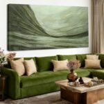 MLART99 Oversized Green and Gold Abstract Wall Art 29x58 Inch Modern Canvas Pain... - Image 2