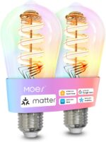 MOES Matter WiFi ST64 Edison Smart Bulbs, Color Changing Light Bulb, 16 Million ... - Image 2