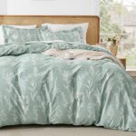 MUXHOMO Duvet Cover King Size, Reversible Floral Green Duvet Cover Set with Zipp... - Image 2