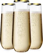 Maaacute 24 Pack Champagne Flutes Plastic, 9 Oz Disposable Stemless Mimosa Gold ... - Image 2