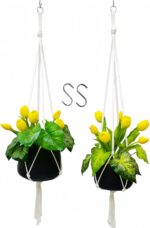 Macrame Plant Hanger 2 Pcs Hanging Planters for Indoor with 2 Hooks Indoor Outdo... - Image 2