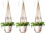 Macrame Plant Hanger 3 Pack Indoor & Outdoor Wall Hanging Planter + 3 Hooks Hang... - Image 2