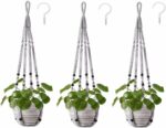 Macrame Plant Hanger 3 Pcs Indoor Outdoor Hanging Planter Holder Boho Handmade 3... - Image 2
