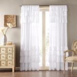 Madison Park White Cotton Ruffle Window Panel, Solid Anna Voile Single Window Cu... - Image 2