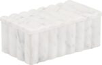 Marble Decorative Storage Box with Lid – Sculpted Fluted Home Organizer Keepsake... - Image 2