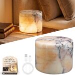 Marble Lamp Night Light Touch Bedside Table Lamp, Type C Rechargeable Natural St... - Image 2