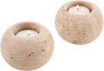 Marble Tealight Candle Holders 3.5 Inch Travertine Votive Candles Holder for Wed... - Image 2