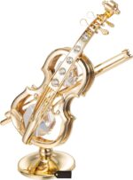 Matashi 24K Gold Plated Highly Polished Violin Ornament with Crystals - Tabletop... - Image 2