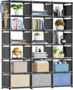 Mavivegue Book Shelf, 18 Cube Storage Organizer, DIY Bookcase, Metal Cube Booksh... - Image 2