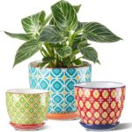 Metahom Ceramic Plant Pots, 3.8+4.9+5.8 Inch, Set of 3 Flower Pots with Drainage... - Image 2