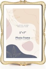 Metal Bow Picture Frame 5x7 Photo Frames with High Definition Glass Front Gift I... - Image 2