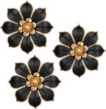 Metal Flowers Wall Decor Black and Gold Wall Art Decorations Hanging 3 Pc Rustic... - Image 2