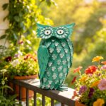 Metal Owl Statue 14"- Whimsical Rustic Garden Decor, Handmade Iron Bird Sculptur... - Image 2