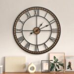 Micasso Large Farmhouse Wall Clock: 24 inch Modern Metal Black with Solid Wood F... - Image 2