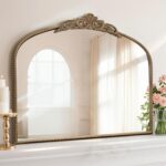 Micasso Large Vintage Gold Mirror: 40"x29" French Baroque Antique Arched Mirror ... - Image 2
