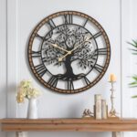 Micasso Rustic Large Wall Clock: 27Inch Farmhouse Tree of Life Metal with Wood F... - Image 2