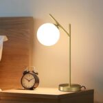 Mid Century Modern Table Lamp, 1 Light Brass Glass Globe Bedside Lamp, Contempor... - Image 2